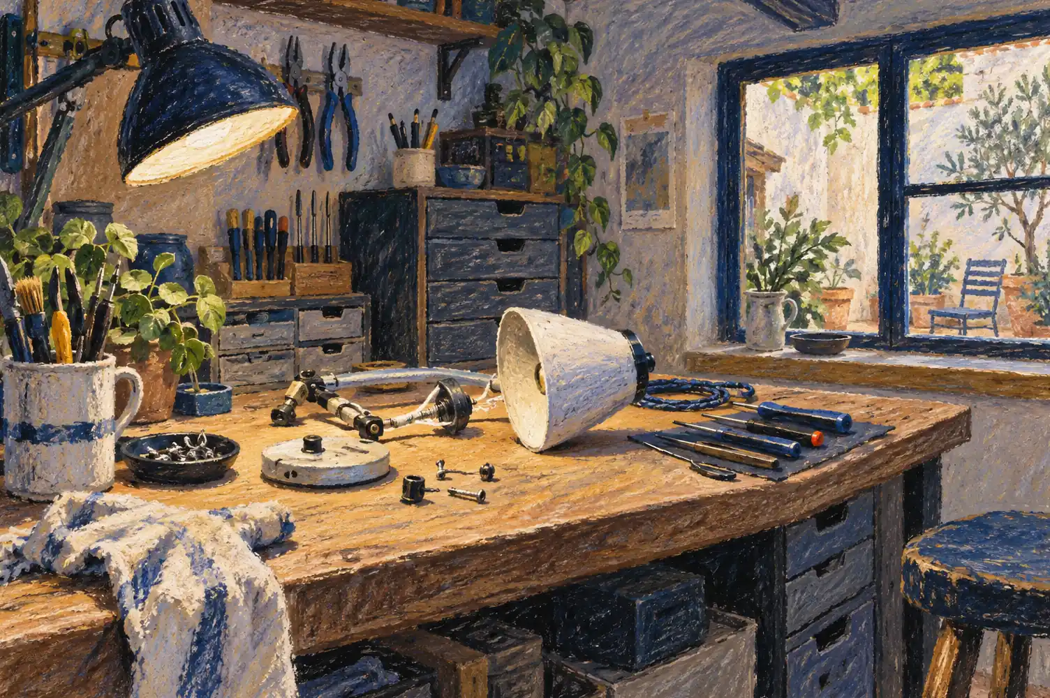 Illustration of repair businesses and their working space