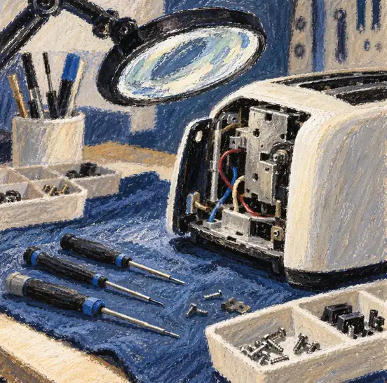 Illustration of repair businesses equipment and workspace